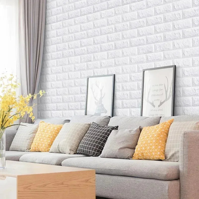 papier peint brique imitation adhésif moderne opalescent salon chambre résistant humidité
