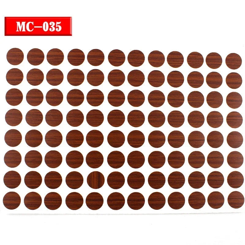 autocollants marron doré vis décoration tiroir meuble bois texture points circulaires résistants eau 96pcs