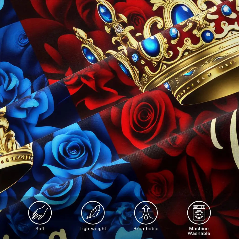 draps housses imprimés roses couronnes king queen adultes lit ensemble taies oreillers royal