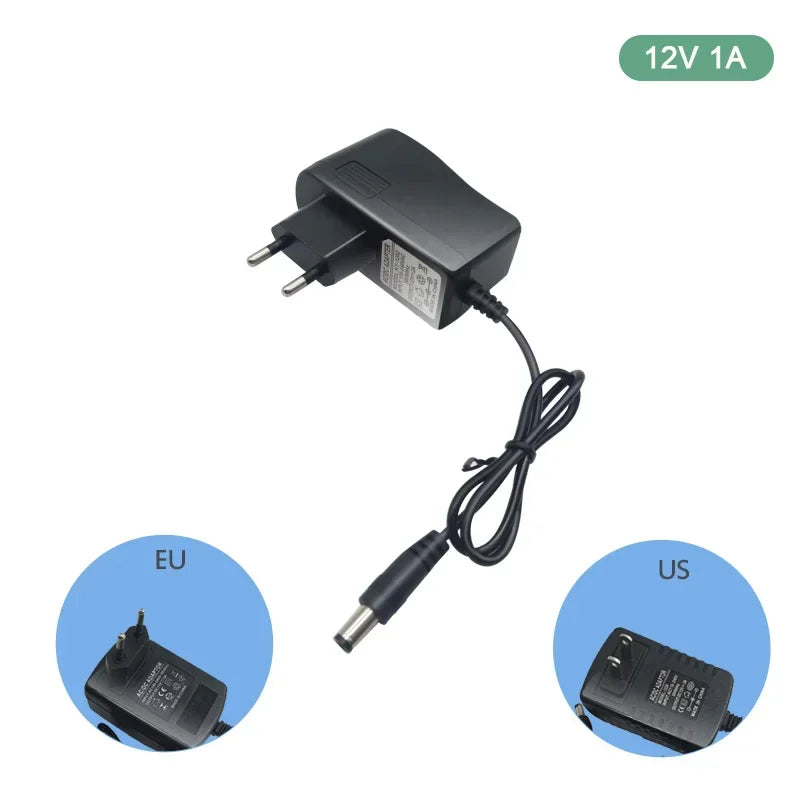 adaptateur secteur alimentation led 12v dc transformateur courant continu ruban lumineux noir