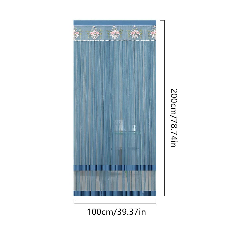 rideau gris beige rose bleu broderie florale transparent moderne ruban porte tissu polyester