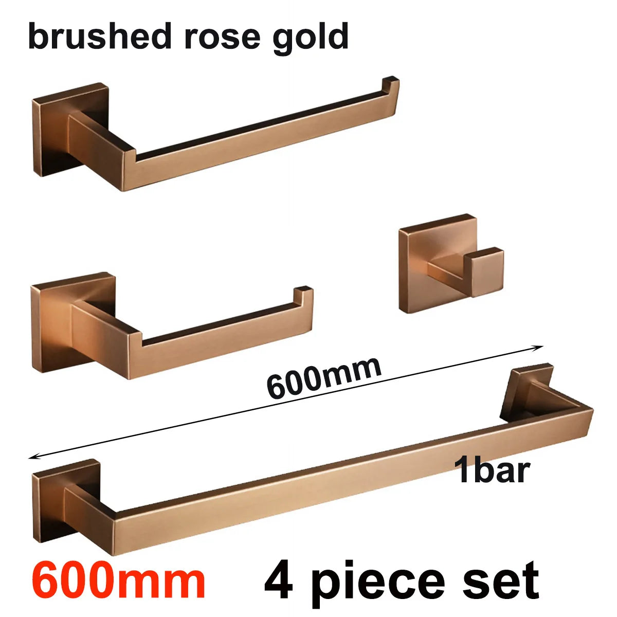 accessoires salle bain or rose moderne acier inoxydable finition brossée porte serviettes barre vis