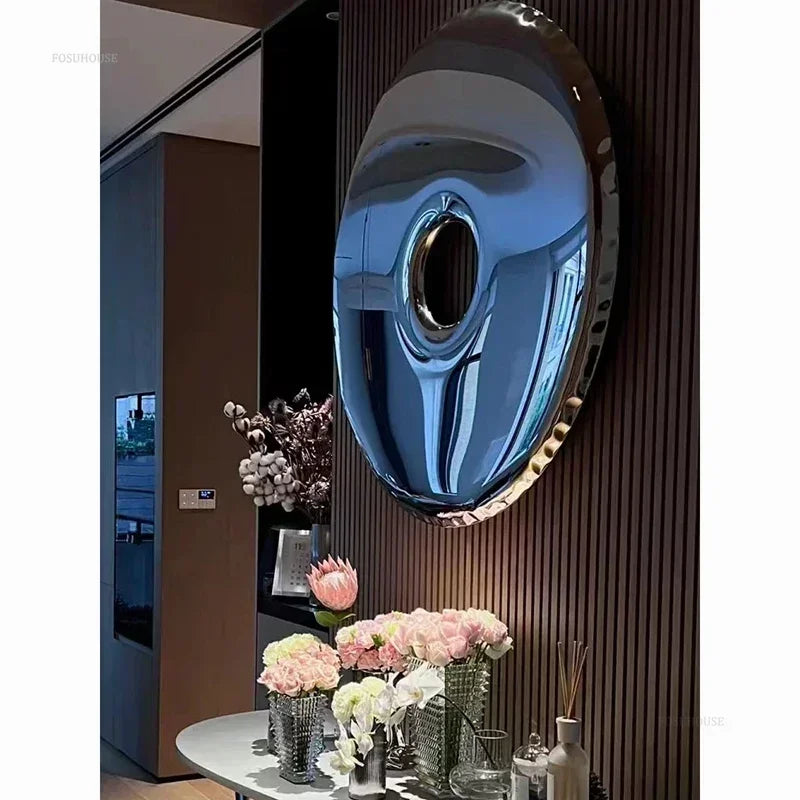 miroirs argentés dorés modernes décoration murale rond brillant grande taille chambre salon