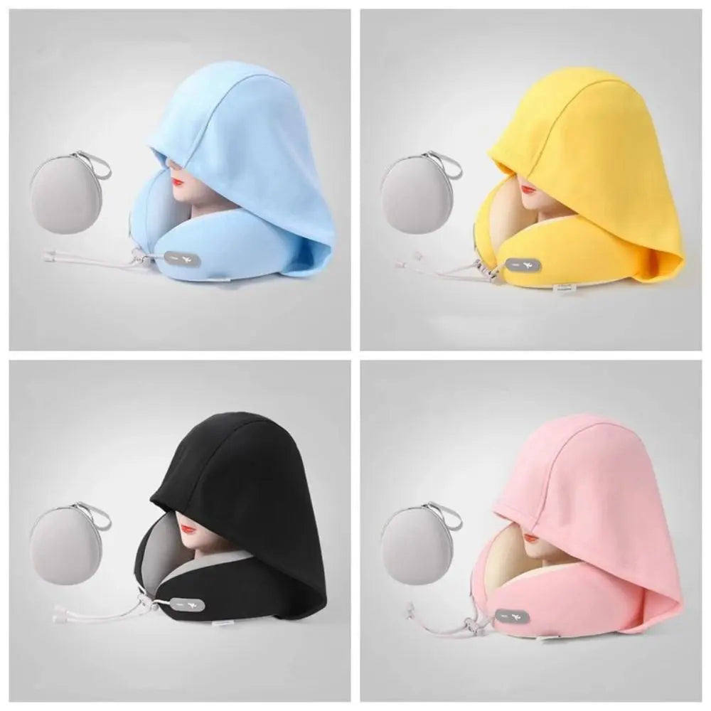 oreiller cou voyage forme mousse mémoire forme ergonomique doux velouté moderne bleu jaune rose