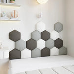 panneaux muraux hexagonaux 3d autocollants géométriques gris beige blanc décoration chambre enfant moderne