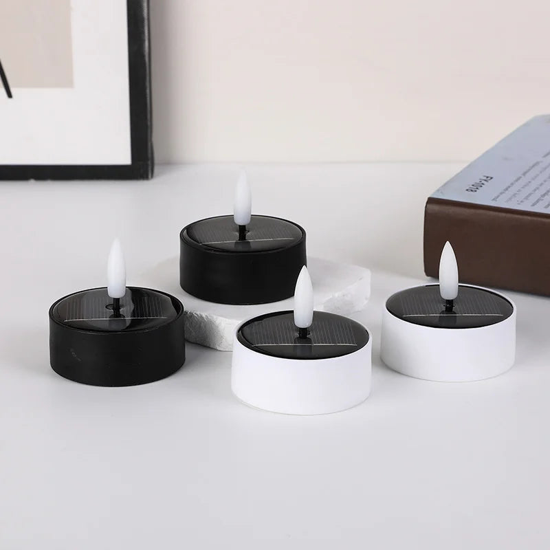 bougies led solaires sans flamme blanc noir modernes decoration intérieure interrupteur rotatif forme coupe