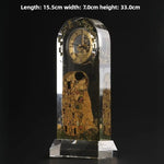 horloge table art nouveau klimt baiser cadran doré transparent verre géométrique salon vintage aiguille