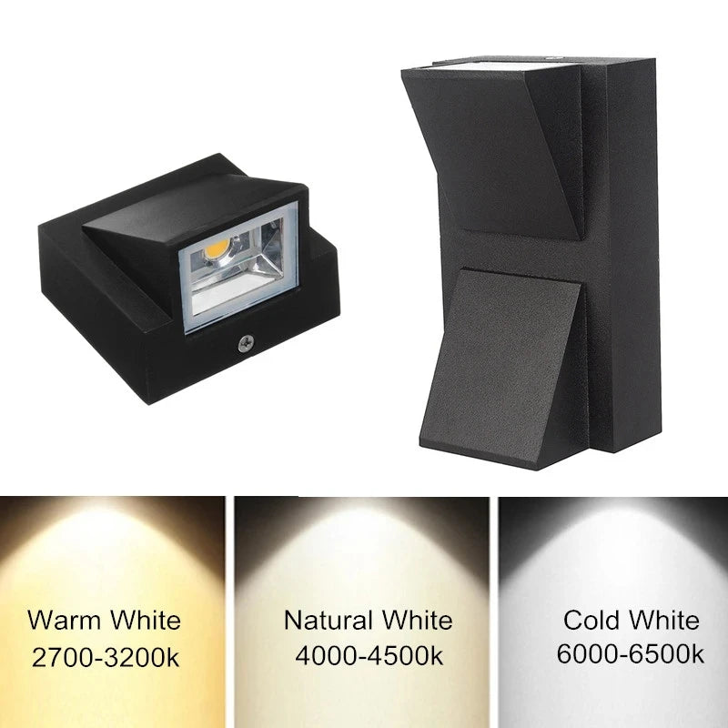 applique murale led moderne étanche ip65 noir mat extérieure 10w 220v