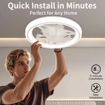 ventilateur lumière led blanc floral moderne vitesses éclairage ajustable 3000k 6500k