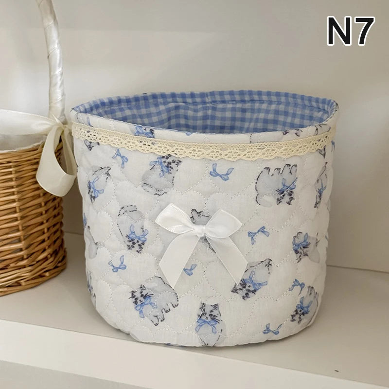 panier rangement rose bleu rayures vichy vintage doux organisation maison