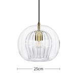 suspension lumineuse moderne transparente rayures verticales ampoule incluse câble noir chambre cuisine