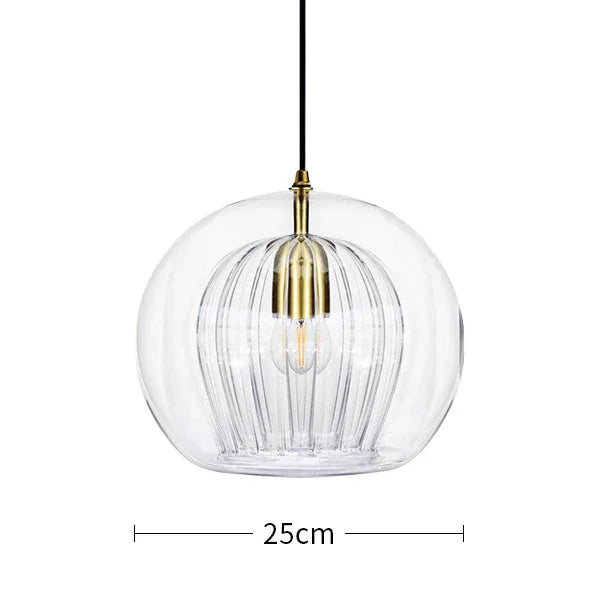 suspension lumineuse moderne transparente rayures verticales ampoule incluse câble noir chambre cuisine