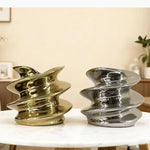 vase décoratif moderne argent brillant ondulé table fleurs transparent minimaliste
