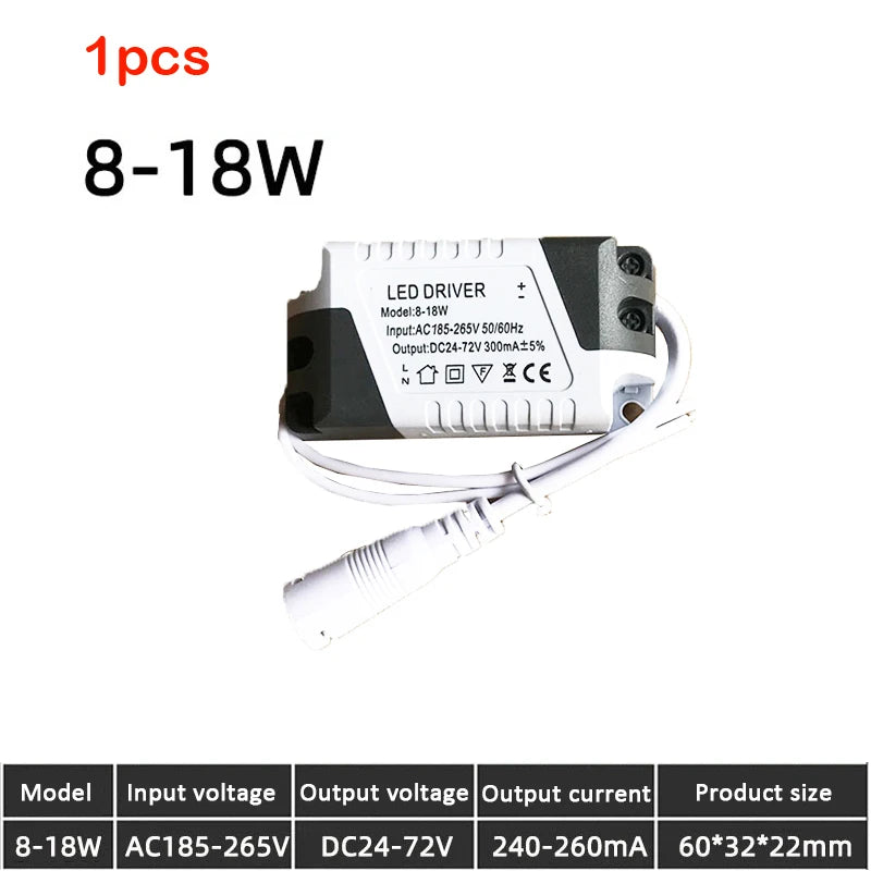 transformateur led driver 12v 24v 24w gris blanc moderne câble connecteur 60x32x22mm