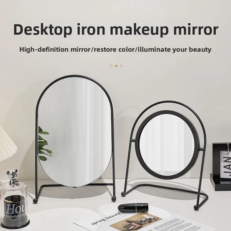 miroir maquillage argenté moderne portable ovale pouces pieds solides aluminium lisse salon chambre bain
