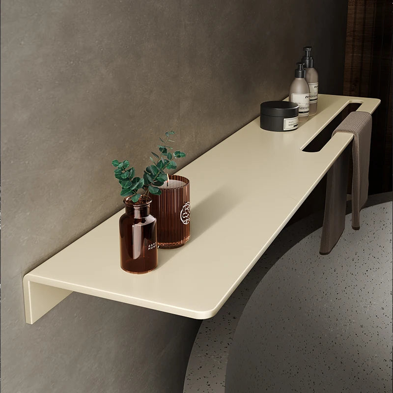 étagère murale moderne métal beige clair sans perçage adaptable différents tapis rond