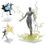 supports transparents modernes figurines articulées vis fixés plateforme divisée bras articulés