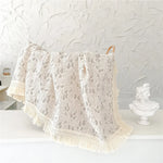 couverture bébé coton rayures pois étoiles lunes fleurs blanc beige rose gris franges anneaux