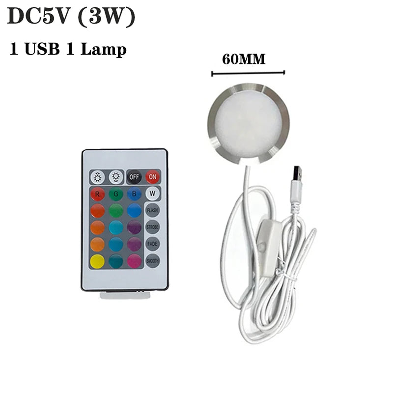 lampe led argent noir moderne télécommande adhésif 5v usb 3w