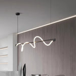 lampe suspendue moderne acrylique blanc noir doré ligne ondulée passe câble 2000 82000 lumens