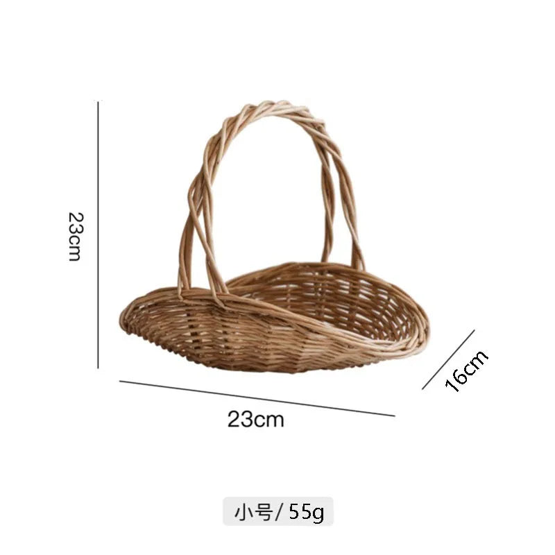 panier tressé marron clair fruits vintage portable rangement pique nique récolte jardin biodegradable respectueux