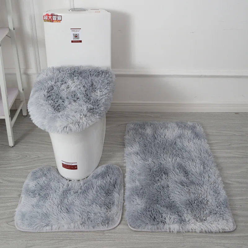 tapis bain doux moderne ensemble pièces coussin toilette antidérapant