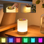 lampe table moderne blanc bois foncé texture bois rechargeable rgb led variable chambre salon