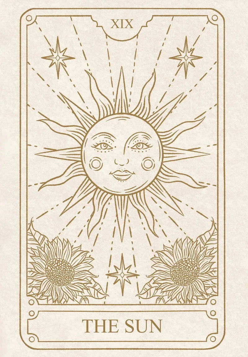 affiche art nouveau tarot lune soleil étoile illustration détaillée toile décorative chambre maison