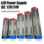 alimentation led 100w 200w 300w 400w 60w dc12v dc24v transformateur ultrafin certifications ul rohs