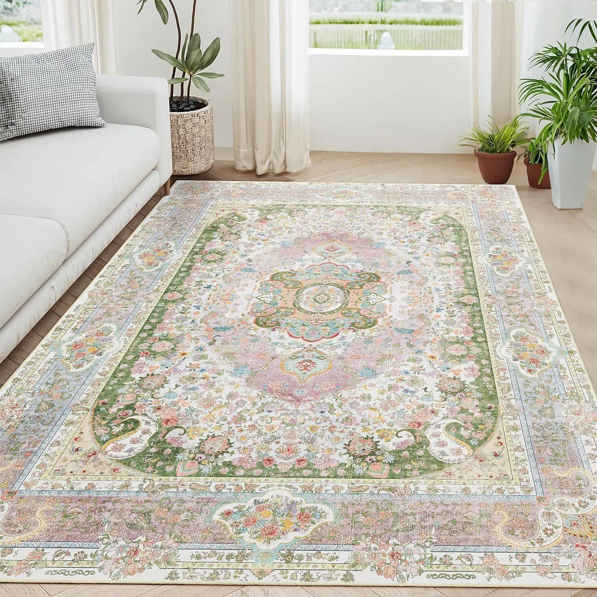 tapis floral oriental géométrique classique salon chambre extérieur 50x80cm 80x120cm 120x160cm