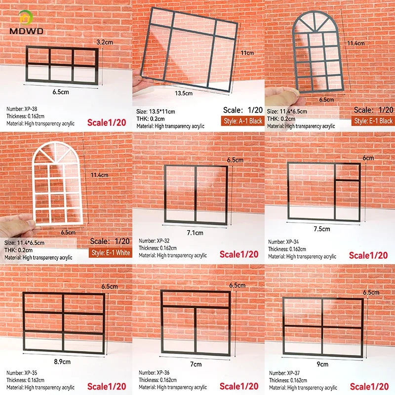 fenêtres transparentes acrylique sections architecturales dioramas construction bâtiments matériaux décoration maison DIY