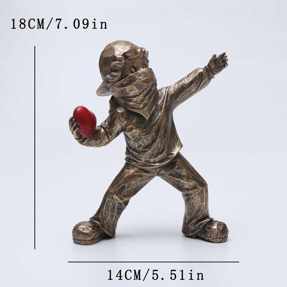 statuette enfant lançant cœur résine blanc bronze moderne décor intérieur collection figuration