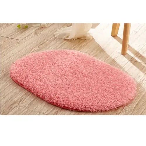 tapis bain doux pelucheux rose fuchsia beige vert clair moderne salon chambre