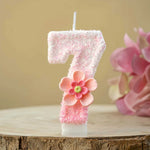 bougies numériques chiffres peluche rose blanches décoratives enfants anniversaire fleur plastique