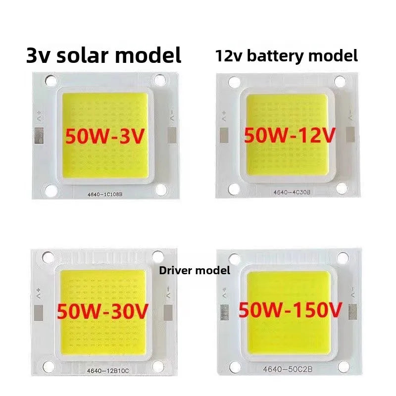 source lumineuse led 50w blanc grille diodes câbles noirs rouges moderne 46x40mm