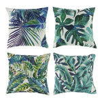 coussins feuilles tropicales blanc vert bleu moderne 45cm 45cm imperméables chambre salon decoration