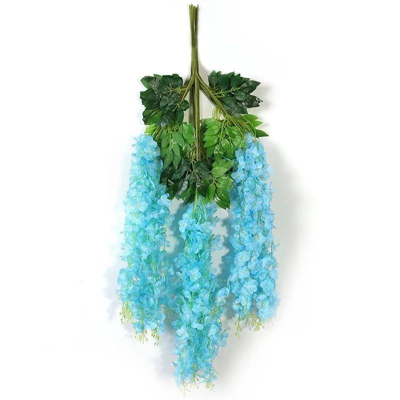 guirlandes artificielles décoration extérieure mariage blanc vert fleurs feuilles romantique jardin accrochéesextérieur festive