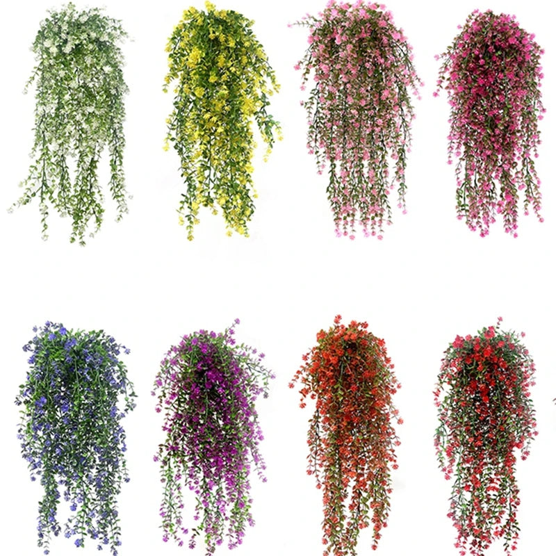 guirlande suspendue fleurs artificielles décorative chaîne métallique extérieur intérieur mariage jardin balcon décoration maison