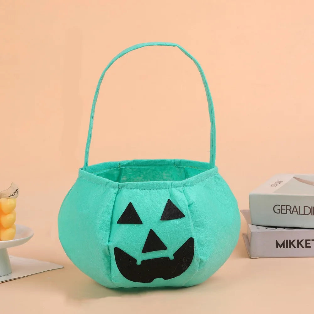 sac main halloween vison sac bonbons fantaisie visage citrouille noir uni