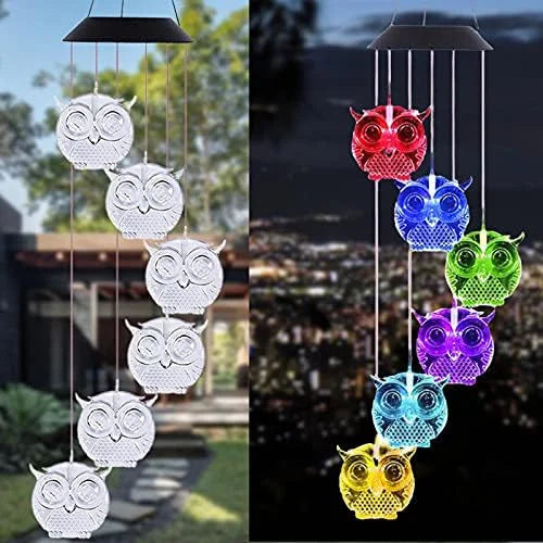 Mobile lumineux solaire multicolore figurines animales deco balcon jardinextérieur led