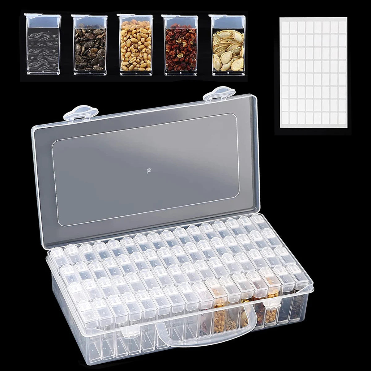 boîtes rangement transparentes 64 compartiments compartiments petits modernes organisation pratique autoétiquetables