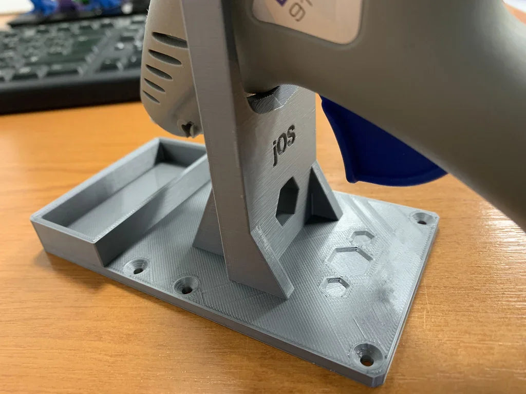 support pistolet colle thermique gris dremel 910 bac récupération impression 3d texturé fonctionnel utilitaire