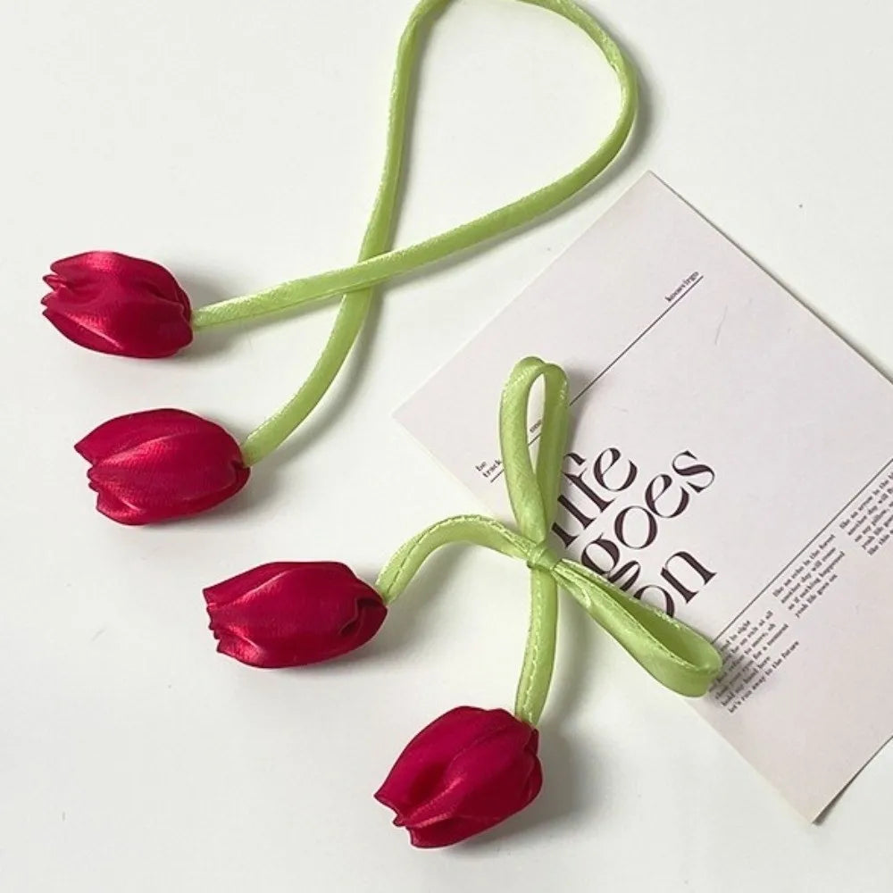 boucles d'oreilles tulipes vert clair bleu rose rouge blanc floral