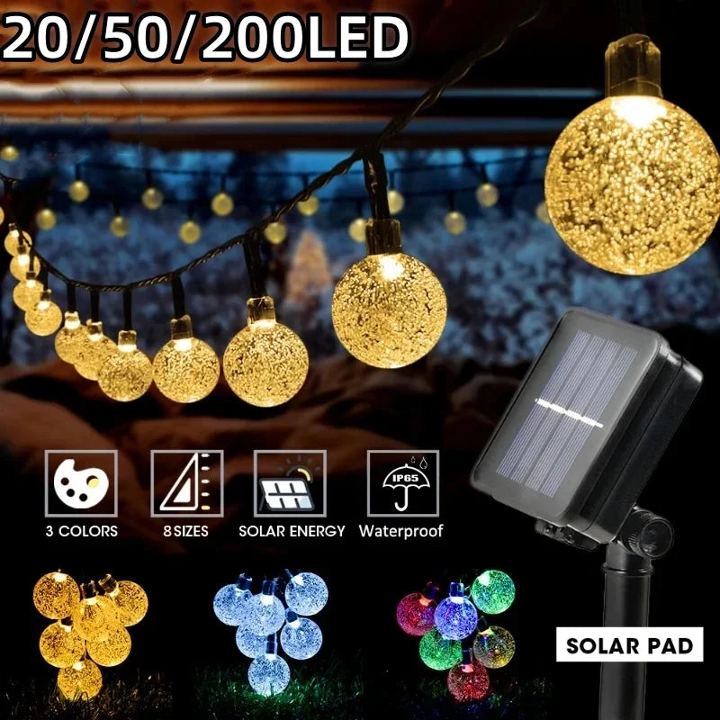 guirlande lumineuse solaire extérieur boules translucides décorative jardin terrasse étanche led blanc chaud