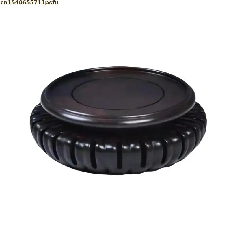 support vase bois relief dent scie couleur noire classique artisanal manuel