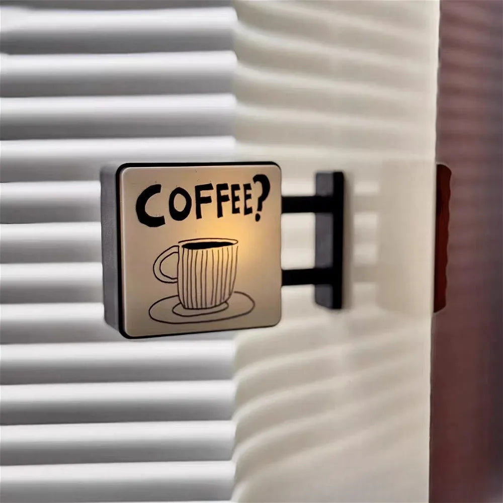 plaque lumineuse aimantée tasse chat texte humoristique vintage need more coffee wake cup blanc