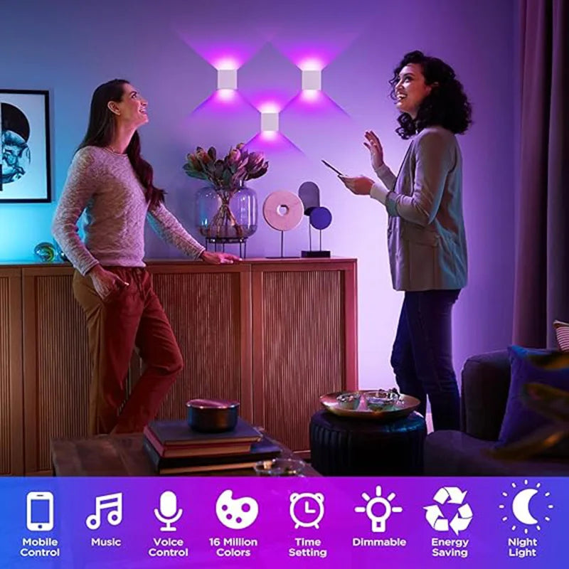lampe murale led moderne noire blanche ip65 angle réglable rgbcct alexa google