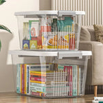 boîtes rangement transparentes plastique moderne poignées gris clair empilables organisation maison jardin
