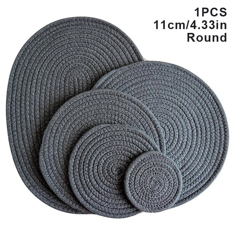 tapis table tissé motifs concentriques beige marron gris clair rustique opaques 11cm 18cm 24cm