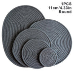 tapis table tissé motifs concentriques beige marron gris clair rustique opaques 11cm 18cm 24cm